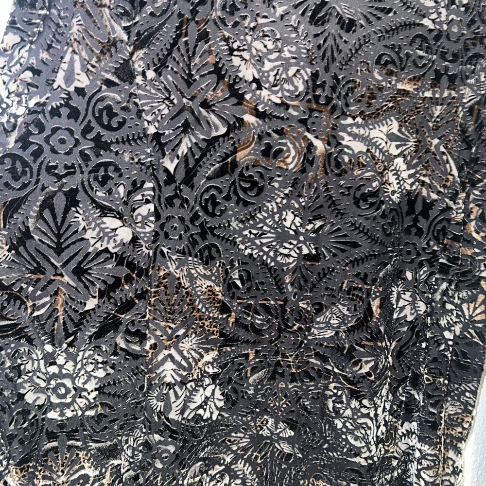 Roz & Ali Sheer Black Gold Lace 3/4Sleeve Blouse - Picture 9 of 13